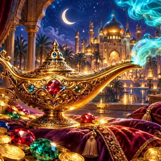 10001 Nights pokie cover art built around an Arabian Nights legend and magic theme