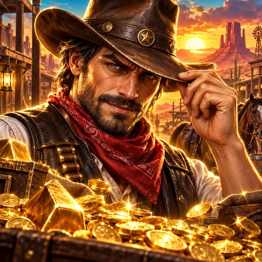 Bandit Bust cover art: outlaw card-symbol reels in a wild west setting