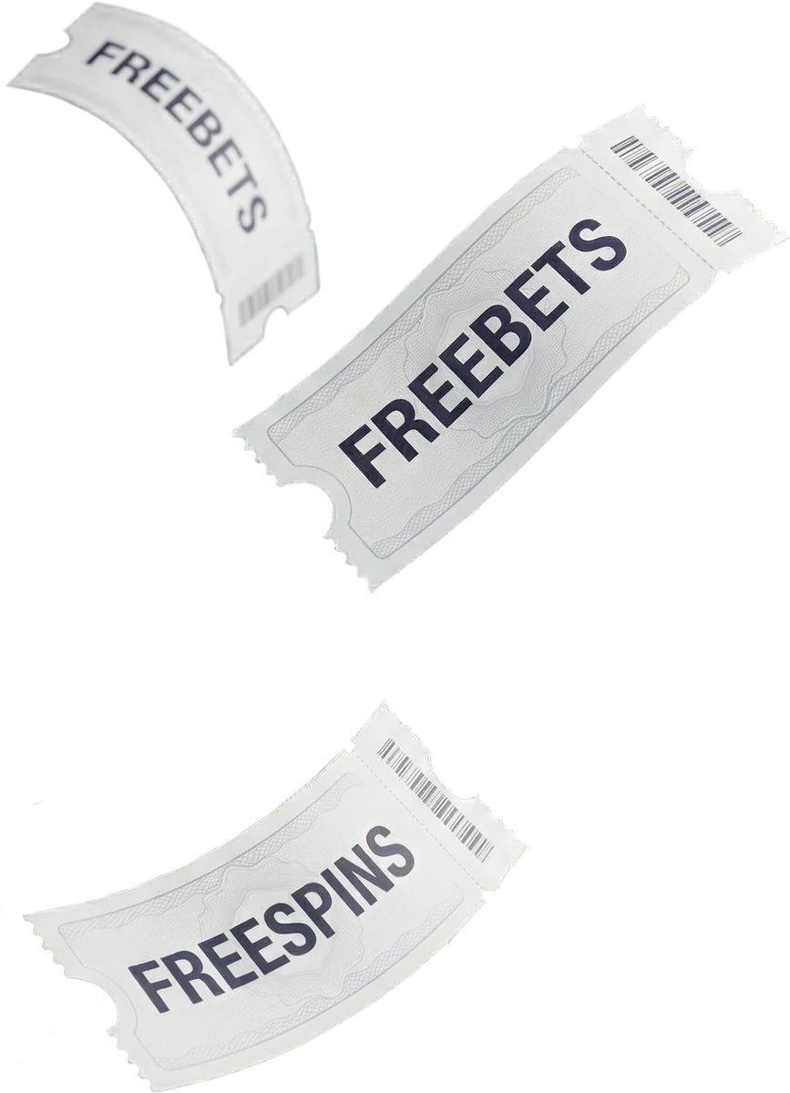 Free bet and free spins tickets representing Here2Win Casino's reload promos
