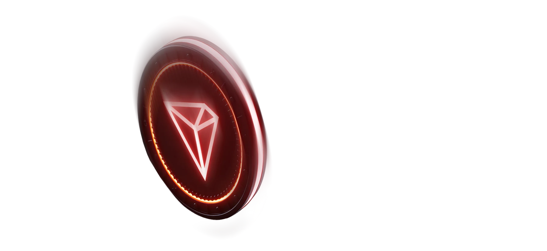 Glowing red Tron coin representing TRX withdrawals